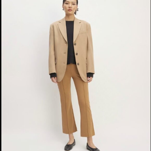 EVERLANE DREAM PANT KICK FLARE SEAM PINTUCK TOASTED COCONUT CAMEL PANTS $98 M - Picture 1 of 11